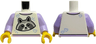 Torso T-Shirt with Light Bluish Gray and Dark Bluish Gray Raccoon Head, Bright Light Blue Hearts, Lavender Neck and Hem Pattern / Lavender Arms / Yellow Hands