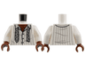 Torso Shirt with Buttons, Open Collar, and Light Bluish Gray Pinstripes, Loose Tie with Squares, Reddish Brown Hairy Chest Pattern / White Arms / Reddish Brown Hands