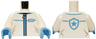 Torso Jacket with Silver Zipper, Medium Blue Trim, Light Bluish Gray Creases, Star Badge Logo on Back Pattern / White Arms / Medium Blue Hands