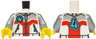 Torso Jacket with Pockets and Zippers, Silver and Red Panels, Dark Turquoise Number 4 on Front and Back Pattern / Flat Silver Arms / Yellow Hands