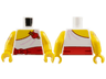 Torso Toga with Yellow Chest, Red Sash and Heart with Gold Arrow, Dark Red Outline and Bright Pink Folds Pattern / Yellow Arm Left / Yellow Arm Right with Gold and Reddish Brown Twisted Upper Arm Bracelet Pattern / Yellow Hands