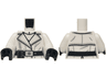 Torso Female Jacket Trench Coat, Black Holster and Belt with Silver Buckle, Light Bluish Gray Creases Pattern / White Arms / Black Hands