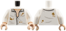 Torso Button Up Shirt Partially Open, Light Bluish Gray Creases, Dark Tan Dirt Stains, Light Nougat Chest Pattern / White Arms / Light Nougat Hands