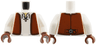Torso Reddish Brown Leather Vest Open, Shirt with Black Laces, Tan Undershirt, Silver Buckle on Back Pattern / White Arms / Reddish Brown Hands