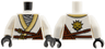 Torso Tunic with Tan Hem, Light Bluish Gray Scarf, Reddish Brown Straps, Gold Buckles and Trim Pattern / White Arms / Black Hands