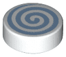 Tile, Round 1 x 1 with Bright Light Blue Spiral Pattern