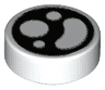Tile, Round 1 x 1 with Circles and Bean on Black Background Pattern