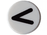 Tile, Round 1 x 1 with Black Eye Shut Tight / Letter V / Less Than Sign / Greater Than Sign (Thin Line) Pattern
