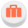 Tile, Round 1 x 1 with Reddish Orange Suitcase with Reddish Brown Handle Pattern