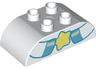 Duplo, Brick 2 x 4 Slope Curved Double with Medium Azure and Light Aqua Hooves Holding Bright Light Yellow Star Pattern
