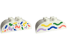 Duplo, Brick 2 x 4 Slope Curved Double with Blue, Bright Green, Coral, Lavender, and Yellow Confetti / Waves Pattern