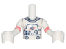 Torso Mini Doll Boy Spacesuit with Silver Collar, Buttons, and Classic Space Logo Pattern, White Arms with Hands with Coral Stripes