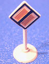 Road Sign with Post, Diamond with Black & White Border End of Major Road Pattern, Type 1 Base