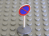 Road Sign with Post, Round with No Parking Blue Pattern, Type 1 Base