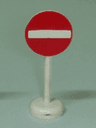 Road Sign with Post, Round with No Entry / Thoroughfare Pattern - Single Piece Unit