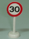 Road Sign with Post, Round with 30 Pattern - Single Piece Unit