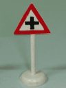 Road Sign with Post, Triangle with '+' Pattern - Single Piece Unit