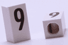 Tile, Modified 1 x 2 x 5/6 Stud Hole in End with Black Number 9 Pattern