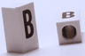 Tile, Modified 1 x 2 x 5/6 Stud Hole in End with Black Capital Letter B Pattern
