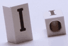 Tile, Modified 1 x 2 x 5/6 Stud Hole in End with Black Capital Letter I Pattern
