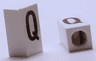 Tile, Modified 1 x 2 x 5/6 Stud Hole in End with Black Capital Letter Q Pattern