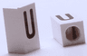 Tile, Modified 1 x 2 x 5/6 Stud Hole in End with Black Capital Letter U Pattern