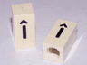 Tile, Modified 1 x 2 x 5/6 Stud Hole in End with Black Lowercase Letter i with Circumflex (î) Pattern
