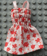 Scala, Clothes Female Dress with Skirt with Salmon Dots and Red Flowers Pattern