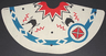 Cloth Tepee Cover with Black Buffalo Helmets, Blue Circle and Stripe, Red Edge and Triangles Pattern