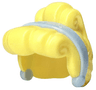Minifigure, Hair Female Curled Fringe and Bun, Hole on Top with Molded Bright Light Blue Band and Earrings Pattern