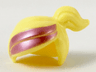 Minifigure, Hair Female Ponytail Off-center with Metallic Pink Stripes Pattern