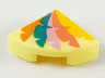 Tile, Round 1 x 1 Quarter with Orange, Dark Turquoise, Bright Pink, Coral, and Bright Light Orange Feathers Pattern