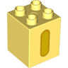 Duplo, Brick 2 x 2 x 2 with Yellow Capital Letter I with Bright Light Orange Outline Pattern