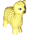 Alpaca / Llama, Friends Style with Metallic Light Blue Eyes with Eyelashes, Dark Silver Nose and Gold Muzzle Pattern