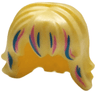 Minifigure, Hair Female Mid-Length Wavy with Bangs with Dark Azure and Dark Pink Streaks Pattern
