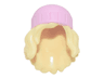 Mini Doll, Hair Combo, Hair with Hat, Long Wavy with Molded Bright Pink Beanie Pattern
