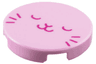 Tile, Round 2 x 2 with Bottom Stud Holder with Magenta Sleeping Cat Face Pattern