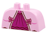 Lower Body, Skirt Wide with Side Hoops (Panniers) with Magenta Center Panel, White Lace, Dark Pink Bows Pattern