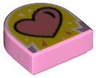 Tile, Round 1 x 1 Half Circle Extended with Coral Heart on Yellow Background Pattern