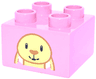 Duplo, Brick 2 x 2 with Bright Light Yellow and Dark Orange Bunny Upper Half, Black Eyes and Mouth Pattern