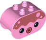 Duplo, Brick 2 x 4 x 2 Rounded Ends with Black Eyes, Coral Forehead, and Circle Mouth, Octopus Head Pattern