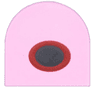 Tile, Round 2 x 2 Half Circle Extended with Black Oval with Dark Red Outline Pattern (Disney Pua Nostril)
