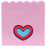 Panel 1 x 6 x 5 with Bright Light Blue, Coral, Dark Purple and Red Heart Pattern