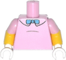 Torso Simpsons Shirt with Black Collar Outline and Dark Azure Bow Tie Pattern / Yellow Arms with Molded Bright Pink Short Sleeves Pattern / White Hands