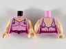 Torso Female Dress with Shoulder Ruffles, Light Nougat Neck, Metallic Pink Trim and Magenta Belt Pattern / Light Nougat Arms / Light Nougat Hands