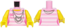 Torso Female Outline Shirt with White Stripes, Silver Chains and Heart Necklace Pattern / Yellow Arms / Yellow Hands