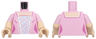 Torso Female Bodice Dress, Light Nougat Neck, White Lace Trim, Bright Light Blue Center Panel with Dark Pink Details Pattern / Light Nougat Arms with Molded Bright Pink Short Sleeves Pattern / Light Nougat Hands