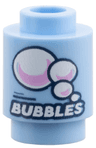 Brick, Round 1 x 1 with White 'BUBBLES' and Bright Pink Reflections Pattern