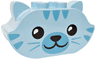 Duplo, Brick 2 x 5 x 2 1/2 Pointed Ends, Ears on Sides with Black Eyes and Nose, Medium Blue Face and Stripes Pattern