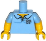 Torso Shirt Open Collar with Chest Hair, Hammer and Saw Pattern / Yellow Arms with Molded Bright Light Blue Short Sleeves Pattern / Yellow Hands